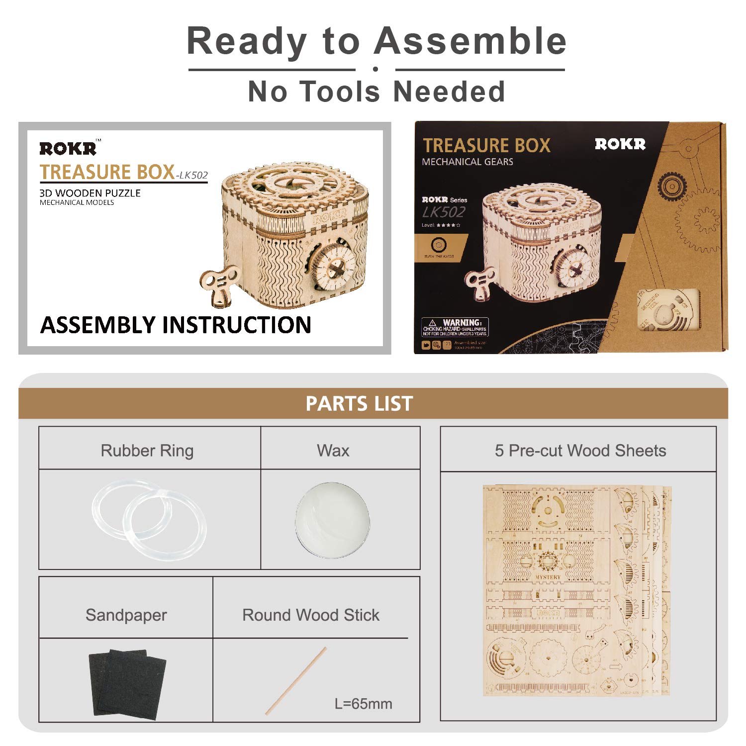 Amazon.com: ROKR 3D Wooden Puzzle Password Box Model Kits for